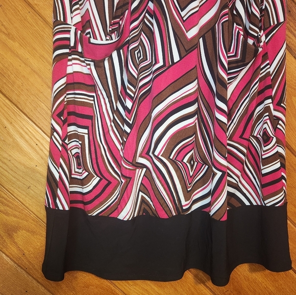 Bisou Bisou Michelle Bohbot red brown and white geometric dress size 10 - Picture 10 of 10